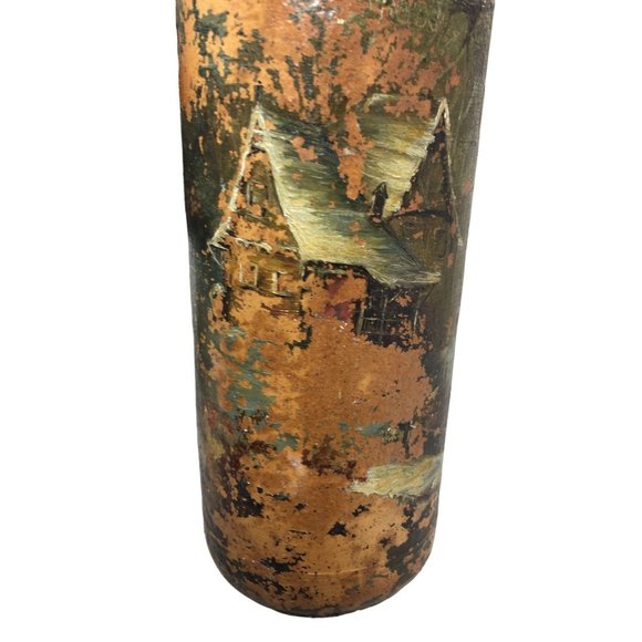 Folk Art Handprinted Tall stoneware jug with fine art scene - Picture 11 of 14